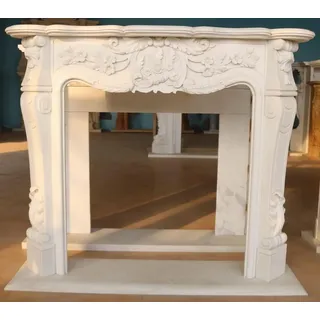 Casa Padrino Luxus Barock Marmor Kaminumrandung Weiß 153 x H. 113 cm - Weiß