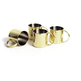 ECHTWERK 4-teiliges Kupferbecher-Set, Bruchsichere Edelstahl-Gläser, Cocktail-Set, Cocktailgläser perfekt für Gin, Vodka, Bier und Kaltgetränke, Geschenkset, Gold-Edition, 480 ml
