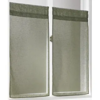 Linder Kaolin, 1 Paar, durchsichtig, Farbe Khaki, mit Stangendurchzug, 60 x 120 cm