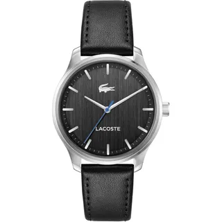 Lacoste Uhr mit DREI-Zeiger-Quarzwerk für Herren Kollektion Lisbon mit Schwarzes Lederarmband - 2011372
