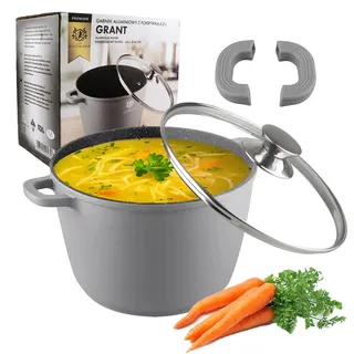 Aluminium Topf Grant, 24 cm, Grau, Antihaft-Beschichtung, hitzebeständige Silikongriffe