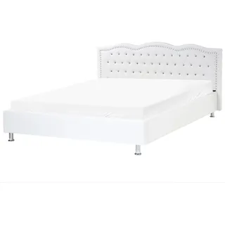 Beliani Doppelbett Weiß Metz - Weiß, Silber