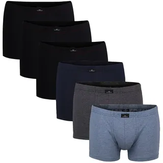 Boxershorts GÖTZBURG "Boxershort 6er Pack", Herren, Gr. M, bunt (schwarz, blau, grau), Obermaterial: 95% Baumwolle CO. 5% Elasthan EL., Unterhosen Boxershorts