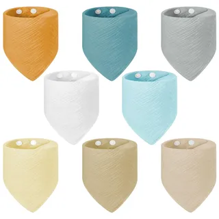Vicloon Muslin Baby Lätzchen, 8 Stück Super Saugfähige Bio-Baumwoll Halstuch Babys, 100% Baumwolle Musselin Halstuch, Sabberlätzchen Baby, Sabberlätzchen für Säugling Kleinkinder Jungen Mädchen