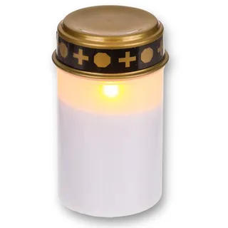 MIJOMA LED Grablichter für den Außenbereich - Batteriebetrieben, realistischer Flackereffekt, 6 Monate Leuchtdauer - Grablicht Grabkerze Grablampe (1 Stück, weiß)