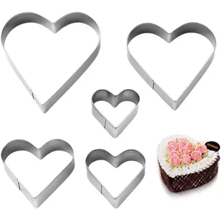 5 Stück Herz Ausstecher,Herzform Ausstecher Edelstahl,Herz Ausstechform Shape,Herzform Backform,Herzbackform,KuchenformHerz,Plätzchenausstecher Geburtstag,Ausstechformen Kinder,Ausstech Formen Ostern