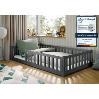 Kids Collective Jugendbett Bodenbett 120 x 200 cm Kiefer grau weiß