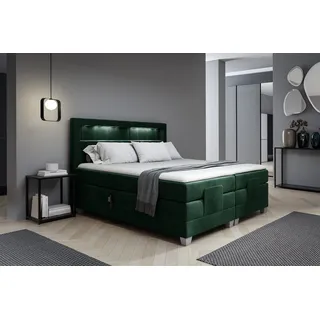 Boxspringbett Elektrisch Bett DAVIDE 200x200cm in Stoff Fresh Flaschengrün - Grün