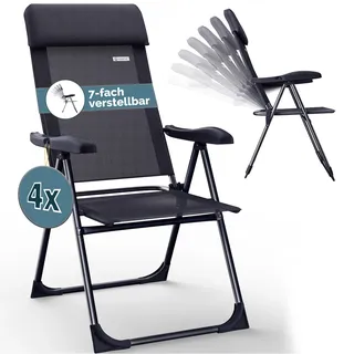 CASARIA Gartenstuhl 4er Set klappbar 7-fach verstellbar 0 x 0 x 0 cm grau