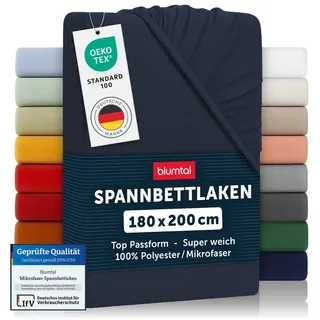 Blumtal Spannbettlaken Mikrofaser 180 x 200 cm Dunkelblau 2 St.