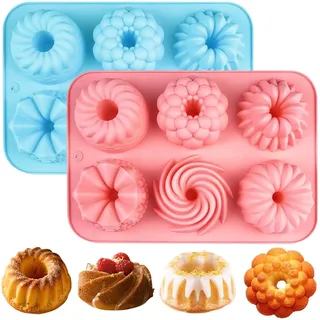 YXHZVON 2 Gugelhupfform Silikonformen Antihaft Kuchenform Donuts Backform | Lebensmittelechtes Silikonformen BPA-frei Antihaft Gugelhupfform Mold für Backöfen Gefrierschränke und Geschirrspüler
