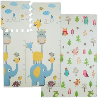 Relaxdays Puzzlematte, Motive: Waldtiere/Zootiere mit Messlatte, schadstofffrei, Babyschaumstoffmatte 120x175 cm, Teppiche , Böden, Teppiche, Teppich Kinderzimmer