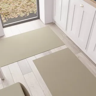 PETTI Artigiani Italiani - Küchenteppich, Küchenläufer, waschbar, rutschfest, Küchenläufer, einfarbig, 52 x 180 cm, Taupe, 100% Made in Italy