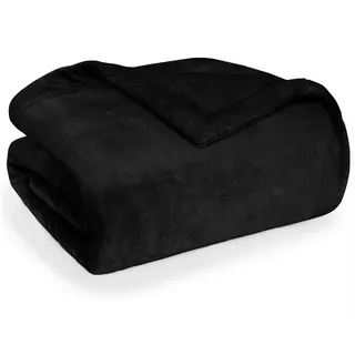 Blumtal Premium Sherpa Kuscheldecke flauschig 230x270 cm - Oeko-Tex zert. Sofa Decke mit Dicker Sherpa-Innenseite - super Flauschige Decke extra dick und wärmend - Throw Blanket - Schwarz