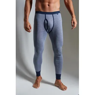 Lange Unterhose CLIPPER EXCLUSIVE, Herren, Gr. 4, 2 Stk., blau (marine), Single Jersey, Obermaterial: 100% Baumwolle, meliert, körpernah, Unterhosen Lange Unterhose, modische Optik: Jeans meliert, tolle Qualität