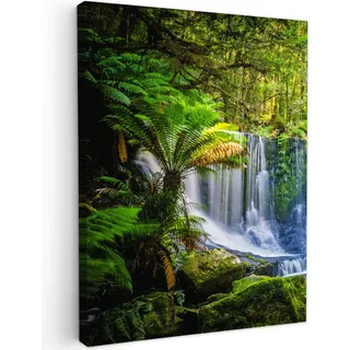 MuchoWow Leinwandbild Dschungel - Wasserfall - Australien - Pflanzen - Natur 60x80 cm , Textil , Rechteckig , 60x80 cm , FSC 100% , gerahmt , Bilder & Rahmen, Bilder, Leinwandbilder