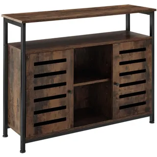 tectake Sideboard Warrington, mit höhenverstellbaren Kunststofffüßen, 100 x 37 x 82 cm, Industrial Holz dunkel, rustikal , Rostfarben , Holzwerkstoff , Beton Optik , Rechteckig , 37x82x100 cm , Wohnzimmer, TV Möbel, Lowboards, Lowboards stehend