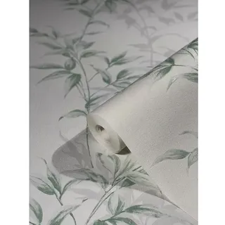 Marburg Vliestapete »Hailey«, Blumen, Blätter, weiß/grün - weiss