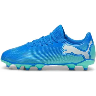 Puma Future 7 Play FG/AG Jr Soccer Shoe, Hyperlink Blue Mint Puma White, 38.5 EU