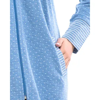 Mysanity Morgenmantel mit Kapuze aus Fleece Baumwolle, Jeansfarbe 1 St