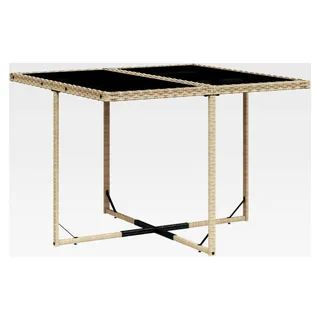 Gartenmöbel Set Rattan für 4 Personen mit Tisch und 4 Stühlen in Beige - 5-teilig