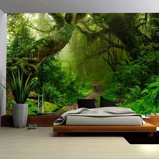 Skcess Wandteppich Grün Wald Schlafzimmer Dekoration Natur Landschaft