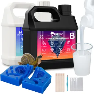 BBDINO Flüssigsilikon-Kautschuk, 30A Formherstellungssilikon, 2000g, Formsilikon, 1:1 Verhältnis Mischungsverhältnis Silikon für Silikonformen, Harzformen, Kerzenformen, Gipsformen, Transparent
