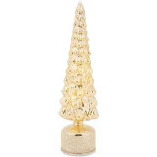 Cosy Home LED-Weihnachtsbaumlampe aus Glas, Gold, 11 x 11 x 39 cm, ohne 3 AA-Batterien