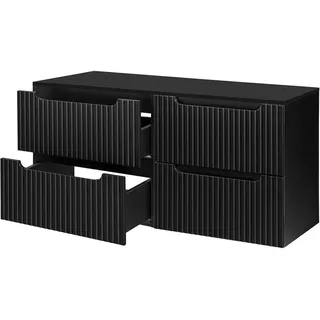 Waschtischunterschrank 'Skelbolu' hängend mit Schubladen 120 x 60 x 40 cm Schwarz - Schwarz