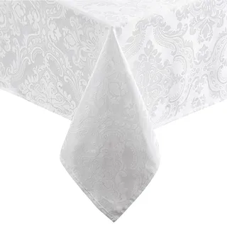 Elrene Caiden Elegance Damast-Tischdecke, Polyester, Weiss/opulenter Garten, 52" x 52" (Square)