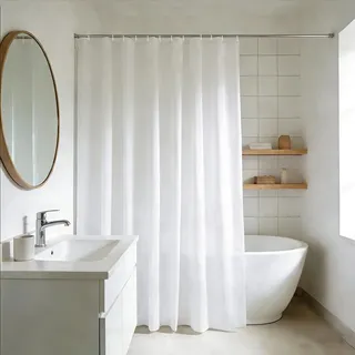 YISURE ÜBERLÄNGE Duschvorhang 200x240 Weiß Anti schimmel für Badezimmer, Extra Groß Badvorhang Polyester Textil für Zuhause, Wasserabweisend Duschvorhänge mit Magnet, Breite 200 x Höhe 240cm