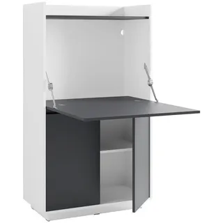Mid.you Sekretär , Schwarz, Weiß , Holzwerkstoff , 80x141x40 cm , Made in Eu , Kabeldurchlass, Stauraum , Büromöbel, Schreibtische, Sekretäre