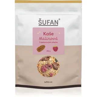 Šufan Haferbrei mit Himbeeren und Pekannüssen glutenfreier Brei mit Himbeeren 250 g
