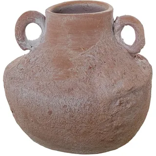 DRW Tischvase mit Keramikgriffen aus antikem Terrakotta, 48 x 48 x 46 cm
