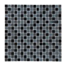 Mosaikmatte Naturstein Schwarz Grau 30 cm x 30 cm