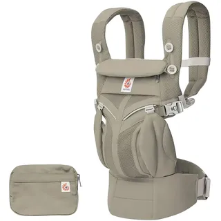 Ergobaby Babytrage für Neugeborene ab Geburt, Baby Tragesystem Omni Classic Mesh, Baby-Tragetasche Bauchtrage Rückentrage, Soft Olive