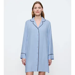 Nachthemd TRIUMPH "Amourette Jacquard NDW", Damen, Gr. 36, N-Gr, blau (ice), Obermaterial: 100% Viskose, Kleider Nachthemd, elegant und weich