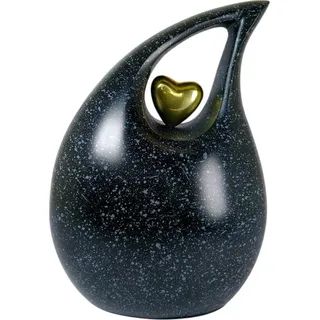 XXL Teardrop Urne 3,65 Liter aus Aluminium in Schwarz-Marmor-Optik für Menschliche und Tierasche