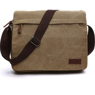 Canvas-Schultertasche f1r Herren, Herrentasche, Laptoptasche f1r 14-Zoll-Laptops, Schultertasche/Umh?ngetasche/Liefertasche, Khaki