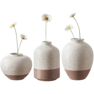 DN DECONATION Deko Vasen Set Keramik Vase Set von 3 Moderne Deko Boho Blumenvase Pampasgras Dekovase Aesthetic Neutral Skandinavische Wohnzimmerdeko Hause