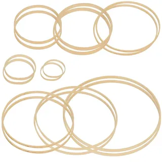 FOCCTS 16 Stück Holz Ringe Bambus Hoops für Traumfänger,Ringkreis 10cm/13cm/15cm/18cm/20cm/23cm/25cm/30cm für Traumfänger, DIY Handwerk Dream Catchers (8 Größen)