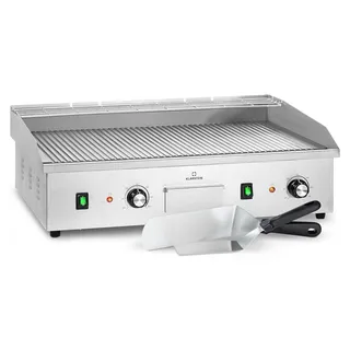Klarstein Elektrogrill, Tischgrill mit LED-Anzeige, Elektrogrill für Balkon & Indoor, Edelstahl Elektro Grill, Grillplatte mit abnehmbarer Antihaftplatte & Spritzschutz,Grill Elektrisch 200 W - Silber