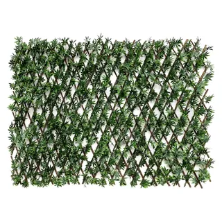 Künstliche Efeu-Hecke als Sichtschutz für Balkon und Garten, 100x200 cm, ausziehbar