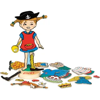 Kinderboeken Pippi Langstrumpf Magnetpuppe Holzspielzeug mit Zubehör
