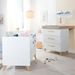 Roba Babymöbel SET Leon 2-teilig , Weiß, Honigeiche , Holz , Holz Optik , 3 Schubladen , Rechteckig , eckig , 100x98.5x52 cm , Babymöbel & Kindermöbel, Babyzimmer