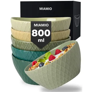 MIAMIO – 6 x 800 ml – Schüssel Set/Müslischalen Set – Moderne Schüsseln Matt – Bowls Set groß – Palmanova Kollektion (Grün)