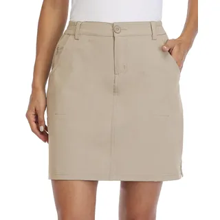 WILLIT Damen Skort Sportrock Golfrock Freizeit Rock Skort mit Hose UPF 50+ Schnelltrockner Outdoor Wandern mit Taschen Khaki S