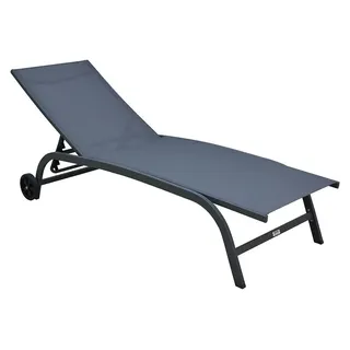 Gartenliege NAILEA DELUXE – Anthrazit, Stahl (184 x 60 x 35 cm) | flexibel verschiebbar mit Rollen, ergonomisch - Grau