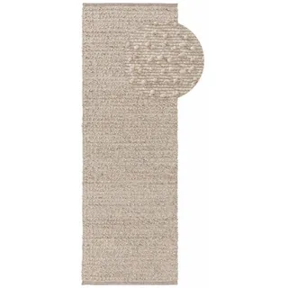 benuta Wollteppich Lana, rechteckig, Höhe: 5 mm, Teppich Wohnzimmer, Schlafzimmer, Esszimmer, Flur, Kunstfaser, Cozy beige|weiß 70 cm x 200 cm x 5 mm