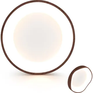 Costway 24W LED Deckenleuchte 42 cm Holzmaserung/Braun/Weiß